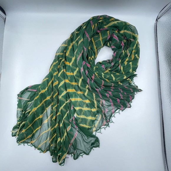 Women Scarf Green Chiffon Polyester Long Rectangular - Picture 11 of 12